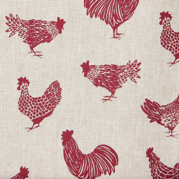 Clayre & Eef - Broodmand - Landelijk - geruit - Kippen & Hanen - Country Side Chicken - 20 x 20 x 8 cm - Beige / Rood