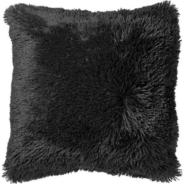 Dutch Decor - FLUFFY - Sierkussen 60x60 cm - superzacht - XL kussen - Raven - zwart