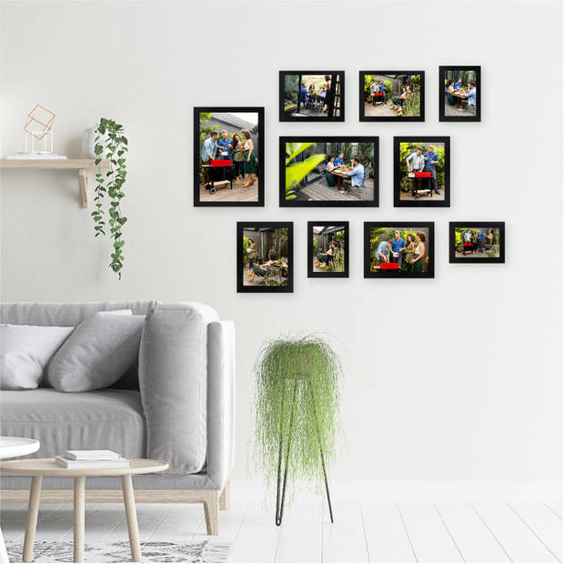 HAES DECO - Collage set 10 houten fotolijsten Paris zwart - SP001901-10