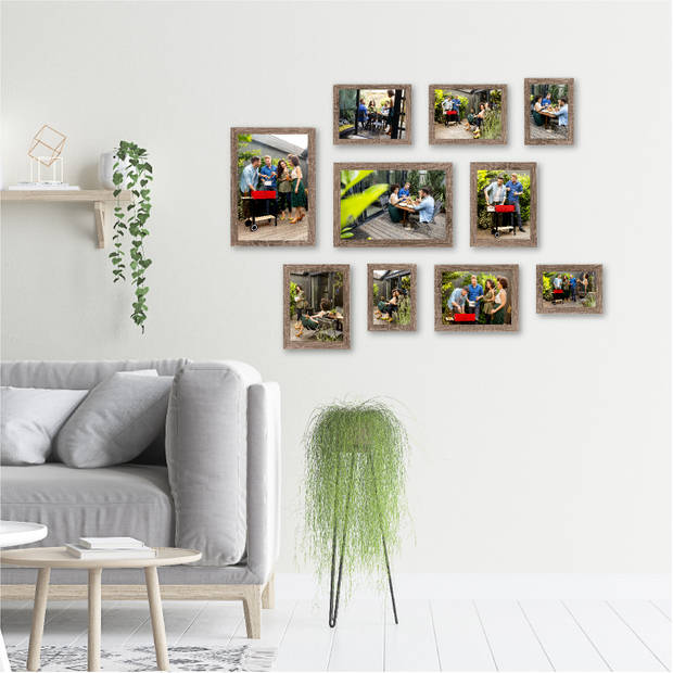 HAES DECO - Collage set 10 houten fotolijsten Paris bruin - SP001905-10