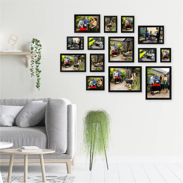 HAES DECO - Collage set 14 houten fotolijsten Paris zwart - SP001901-14