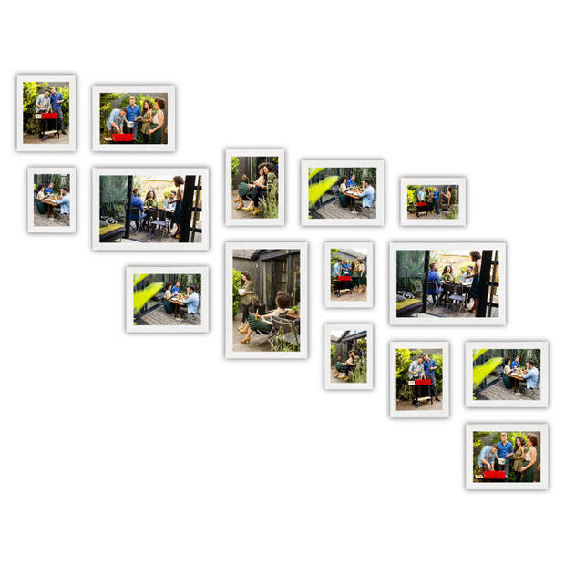 HAES DECO - Collage set 15 houten fotolijsten Paris wit - SP001903-15