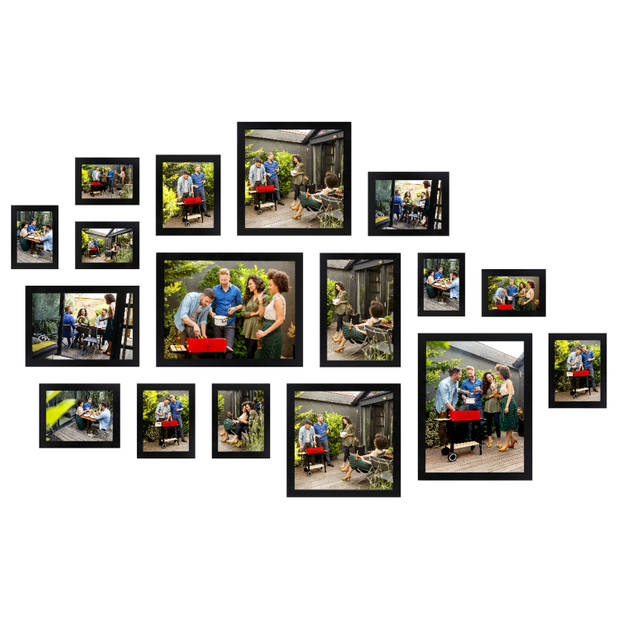 HAES DECO - Collage set 17 houten fotolijsten Paris zwart - SP001901-17
