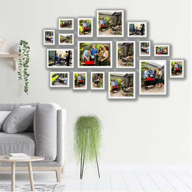 HAES DECO - Collage set 17 houten fotolijsten Paris wit - SP001903-17