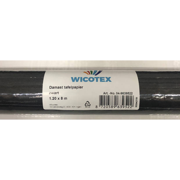 Wicotex Tafelpapier op rol Damast 120cm x 8 mtr. Uni zwart