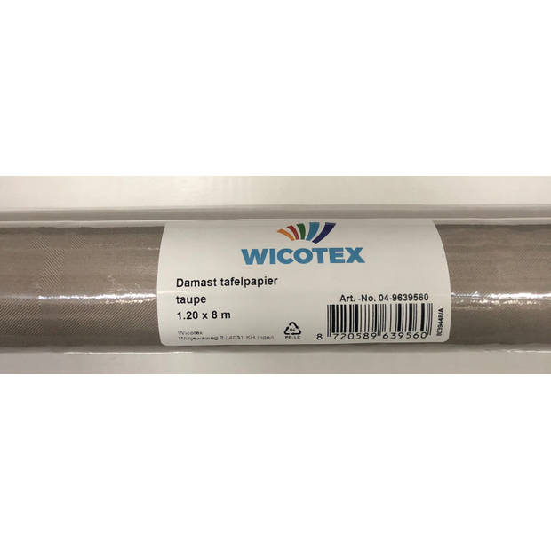 Wicotex Tafelpapier op rol Damast 118 cm x 8 mtr. Uni taupe