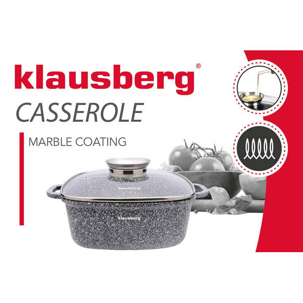 Klausberg 7528 - Braadpan - kookpan - 20 cm - 2,8 L - marmeren coating - aroma dop