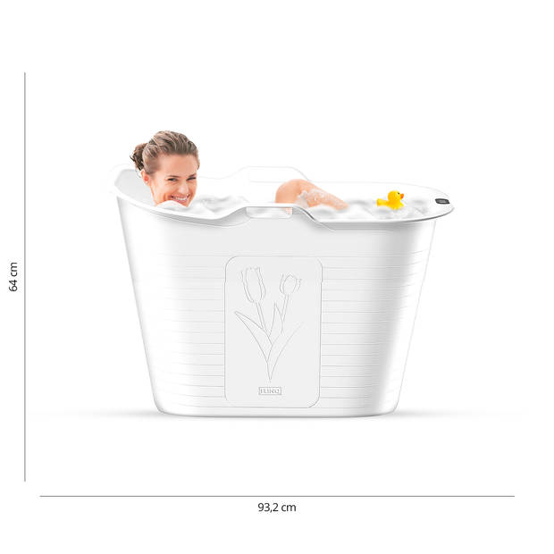 FlinQ Bath Bucket Premium - Badkuip - Zitbad - Thermometer - 165L - Wit