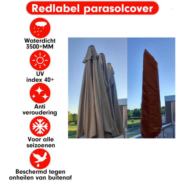 Parasolhoes voor Dubbele Parasol - Zwart - 250x55x60 cm - 3 Koppige parasolhoes - RED Label