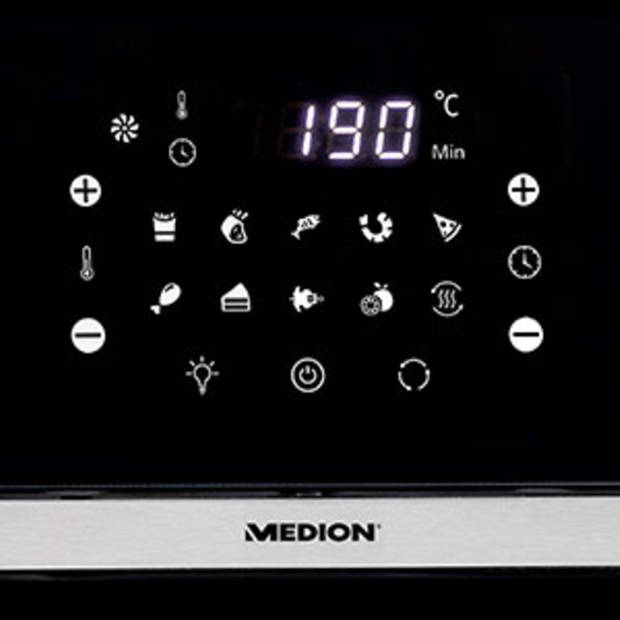 Medion MD 10072 - Multifunctionele heteluchtfriteuse - 10 liter XXL-capaciteit - Digitaal display - 10 automatische