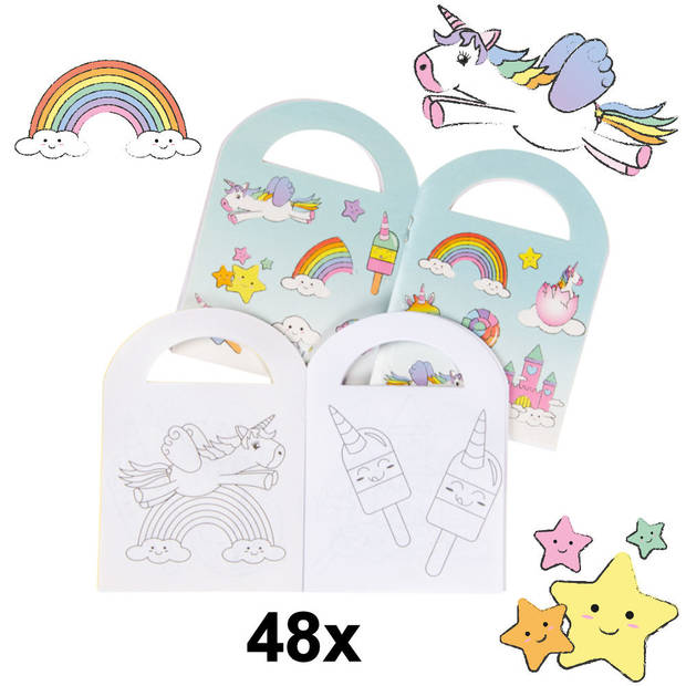 Decopatent® Uitdeelcadeaus 48 STUKS Unicorn - Eenhoorn Kleurboekjes