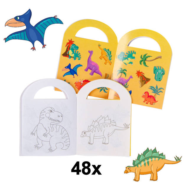 Decopatent® Uitdeelcadeaus 48 STUKS Dinosaurus Kleurboekjes met