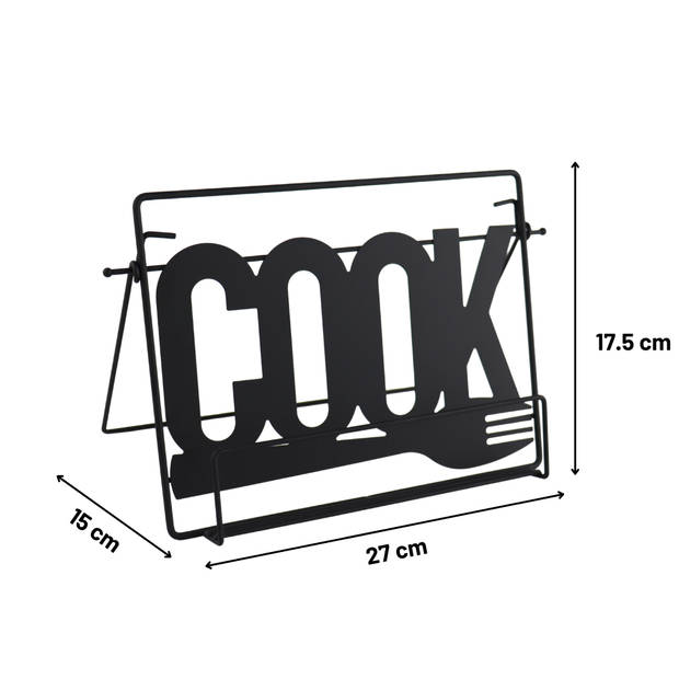 Orange85 Kookboekstandaard - Zwart - 27x15x17,5 cm - Metaal - Kookboekhouder - Keuken Accessoires