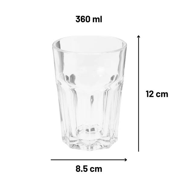 OTIX Mojito Glazen - Limonadeglazen - Waterglazen - 4 Stuks - 36 cl - Transparant - Stapelbaar - Glas