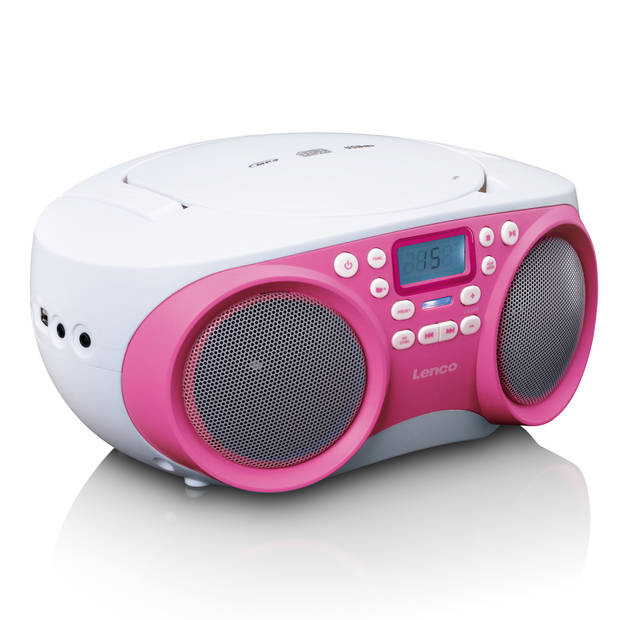 Draagbare FM Radio/CD/MP3 en USB-speler Lenco Wit-Roze