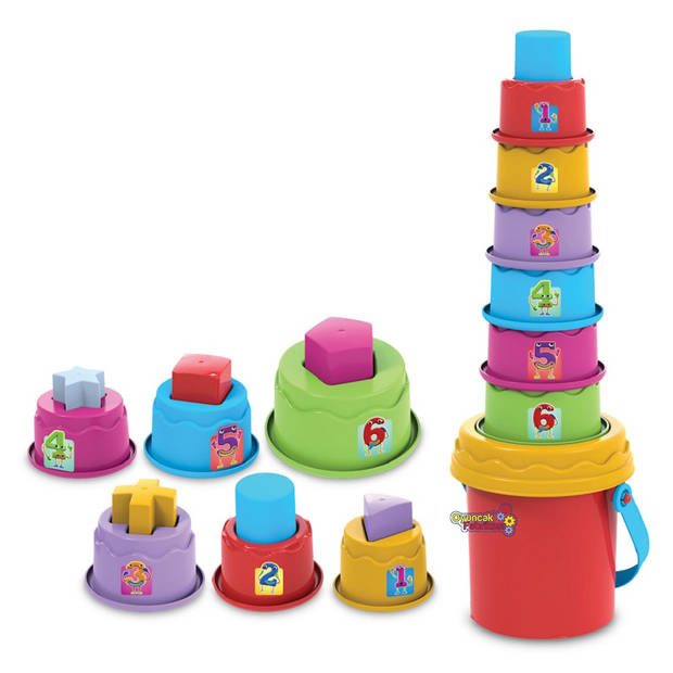 Dede- Baby puzzel-Vrolijke Torens-12+ maanden-12 stuks- STEM-Non Toxic