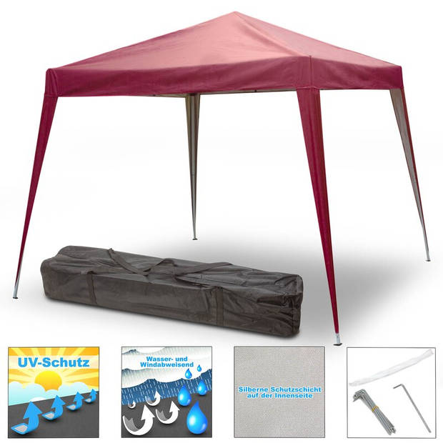 Partytent opvouwbaar / Vouwtent Paviljoen 330x330 cm - Bordeaux