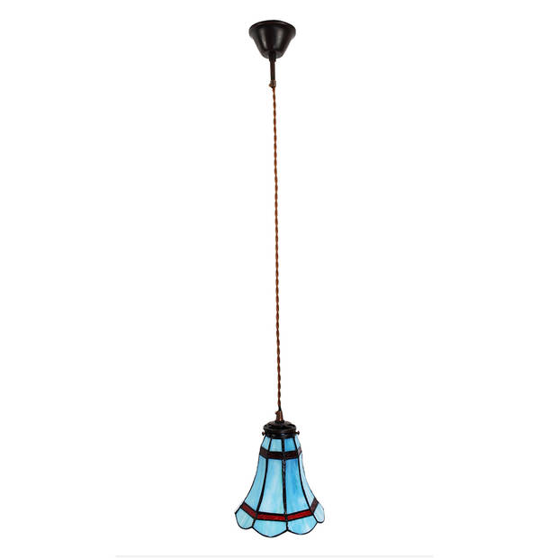 Clayre & Eef Blauwe Hanglamp Tiffany Ø 15*115 cm E14/max 1*25W 5LL-6202