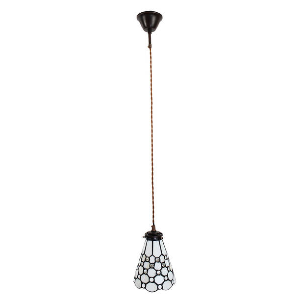 Clayre & Eef Witte Hanglamp Tiffany Ø 15*115 cm E14/max 1*40W 5LL-6198