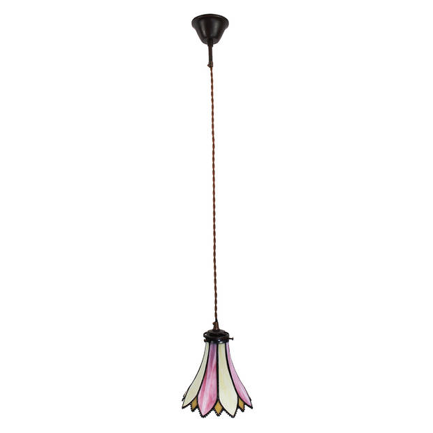 Clayre & Eef Roze Hanglamp Tiffany Ø 15*115 cm E14/max 1*40W 5LL-6196