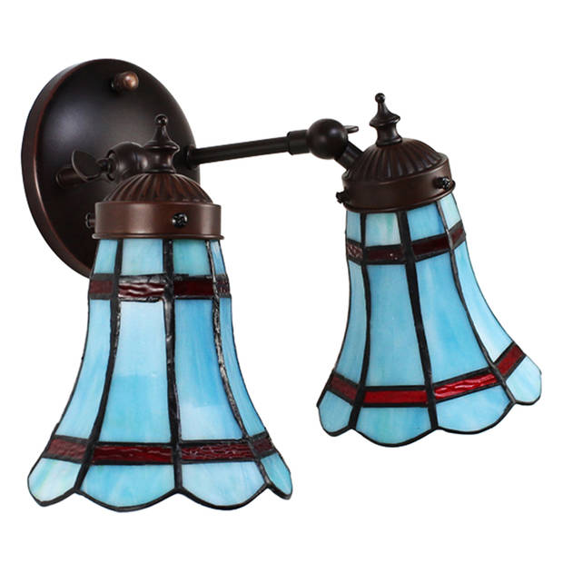 Clayre & Eef Blauwe Wandlamp Tiffany 30*23*23 cm E14/max 2*25W 5LL-6213