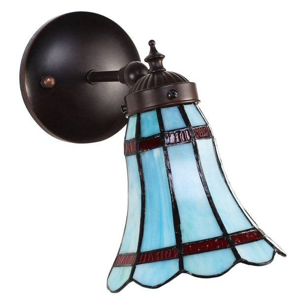 Clayre & Eef Blauwe Wandlamp Tiffany 17*12*23 cm E14/max 1*40W 5LL-6206