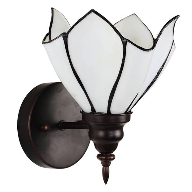 Clayre & Eef Cremekleurige Wandlamp Tiffany 23*17*19 cm E27/max 1*40W 5LL-6187