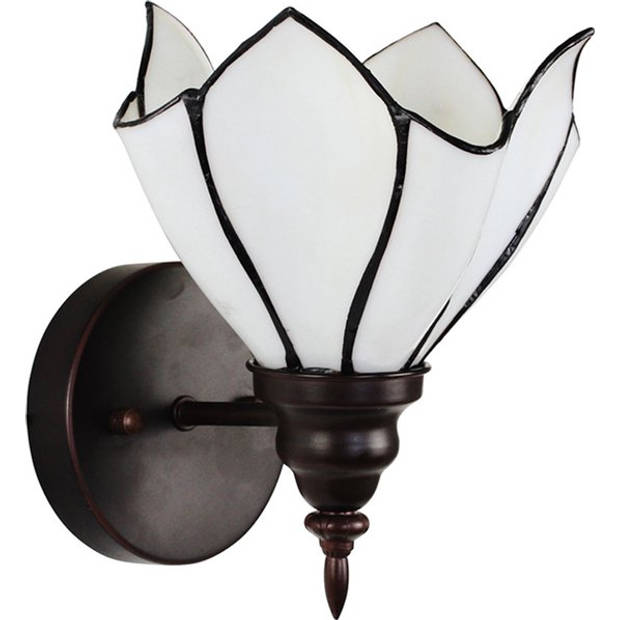 Clayre & Eef Cremekleurige Wandlamp Tiffany 23*17*19 cm E27/max 1*40W 5LL-6187