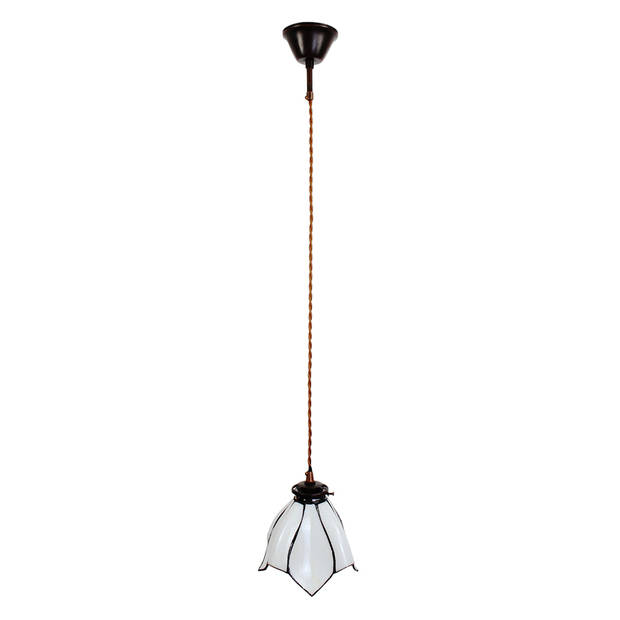 Clayre & Eef Witte Hanglamp Tiffany Ø 18*115 cm E14/max 1*25W 5LL-6223