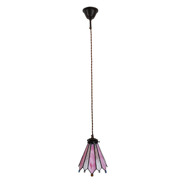 Clayre & Eef Roze Hanglamp Tiffany 18*15*115 cm E14/max 1*25W 5LL-6218