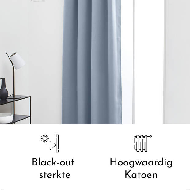Kant en Klaar Gordijn verduisterend - 140 x 240 cm - Denim - Lichtblauw