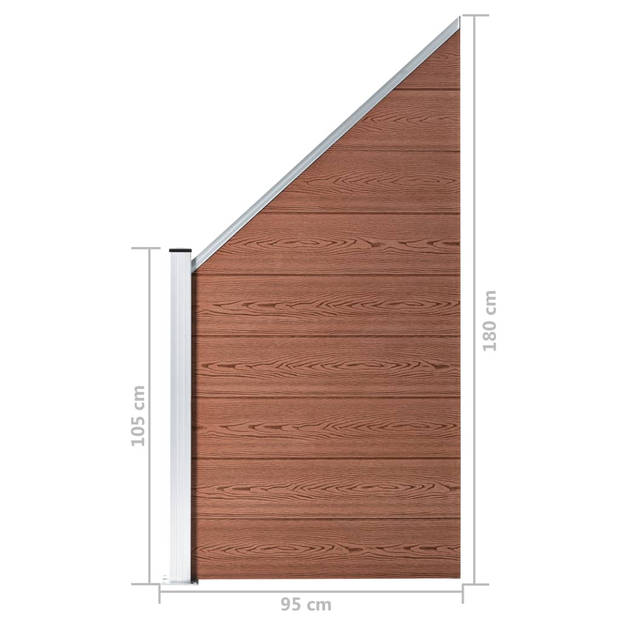 The Living Store HKC Schuttingpaneel - Hout-kunststof-composiet - 95 x (105-180) cm - Bruin