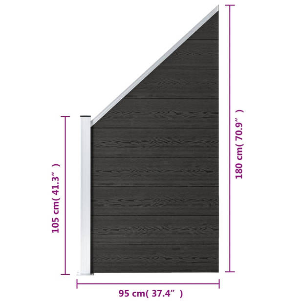 vidaXL Schuttingpaneel 95x(105-180) cm HKC grijs