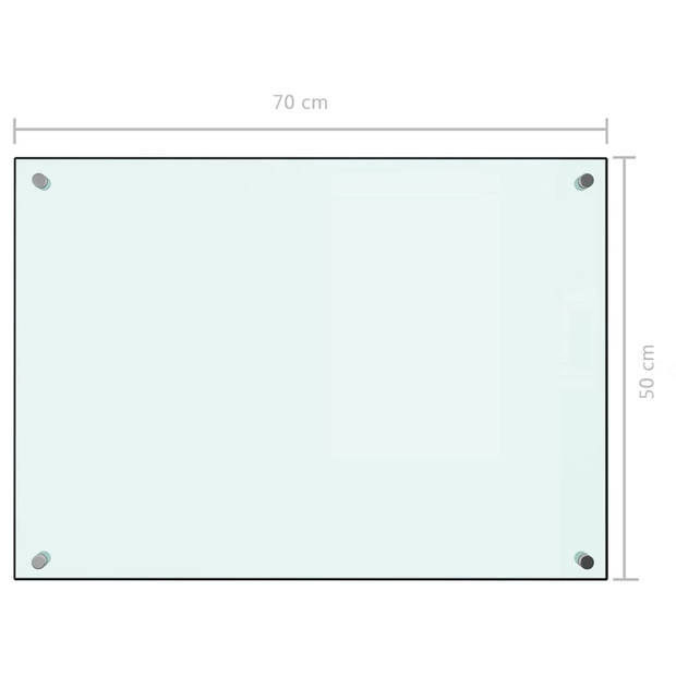 The Living Store Spatscherm - Keuken - 70x50 cm - Gehard glas - Wit