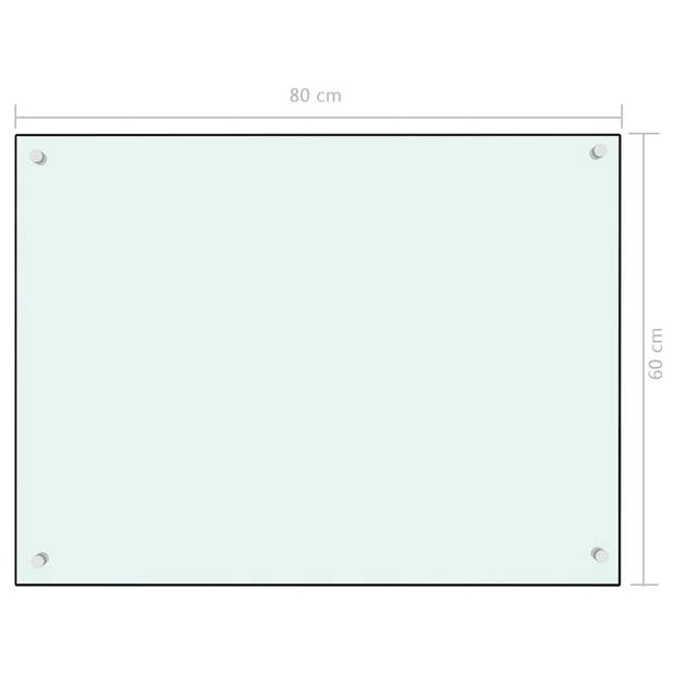 vidaXL Spatscherm keuken 80x60 cm gehard glas wit