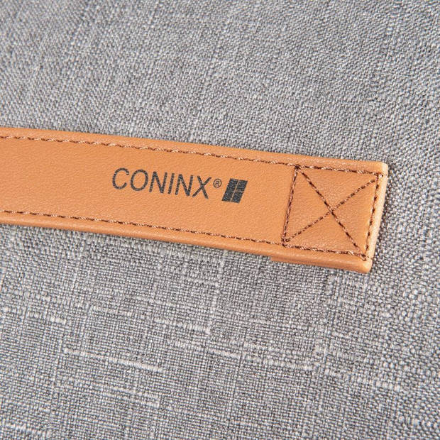 Coninx Zitpoef - Kruk van 100% Wol - Zitkussen Rond gevuld met Polyester Kogels - Antraciet - Met Praktische Lederen
