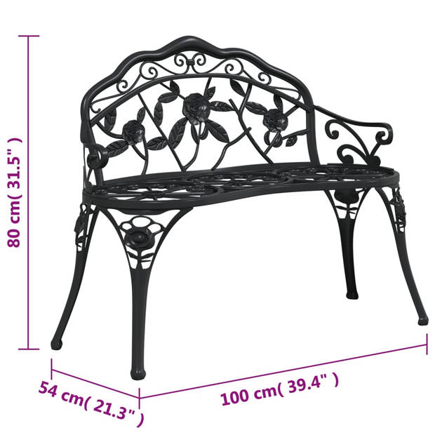 vidaXL Tuinbank 100 cm gietaluminium zwart