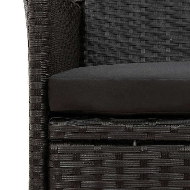 vidaXL Tuinstoelen 4 st met kussens poly rattan zwart