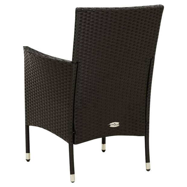 vidaXL Tuinstoelen 4 st met kussens poly rattan zwart