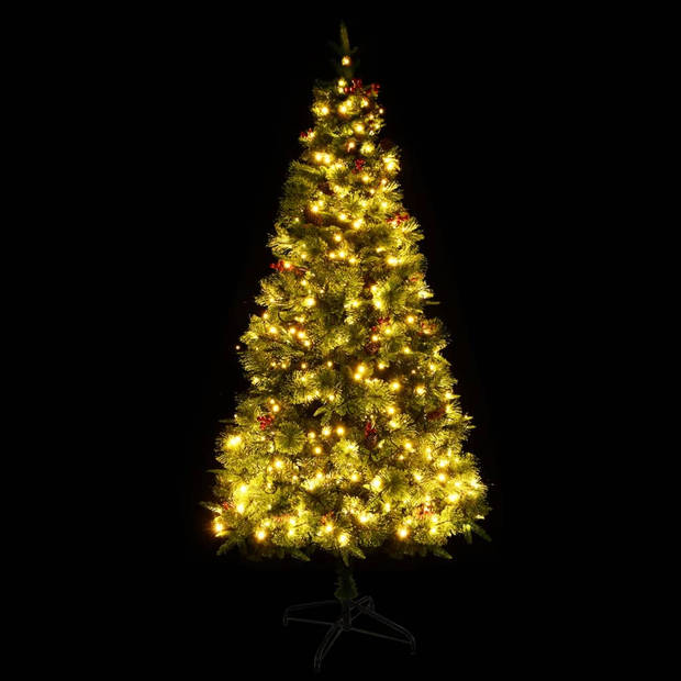 The Living Store kerstboom Deluxe - 225 cm - PVC/PE/staal - met LED-verlichting