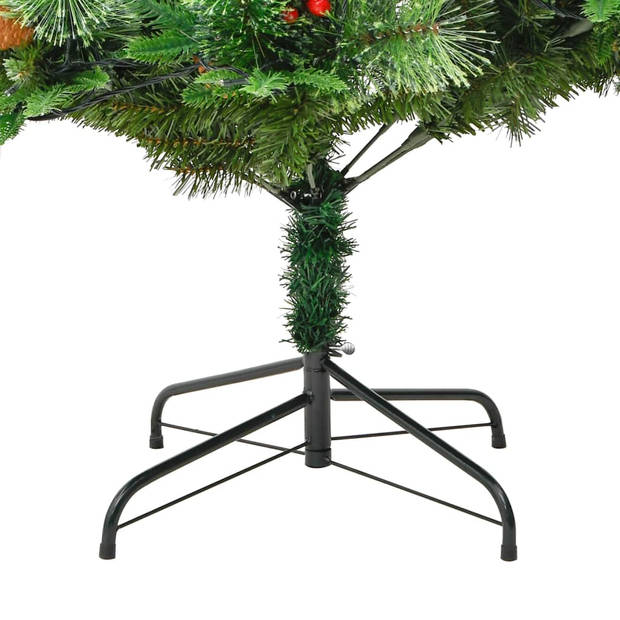 vidaXL Kerstboom met LED en dennenappels 225 cm PVC en PE groen