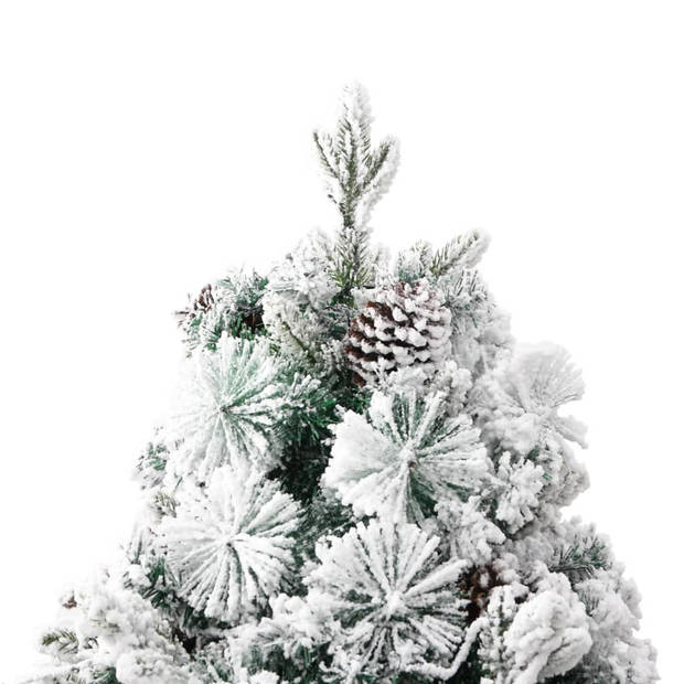 vidaXL Kerstboom met LED en dennenappels en sneeuw 195 cm PVC en PE