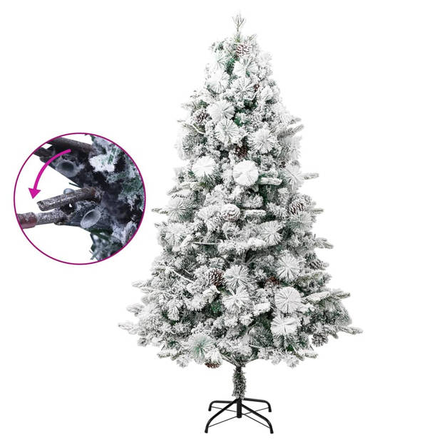 The Living Store Kerstboom Scharnierende LEDs - 195 cm - Groen/Wit