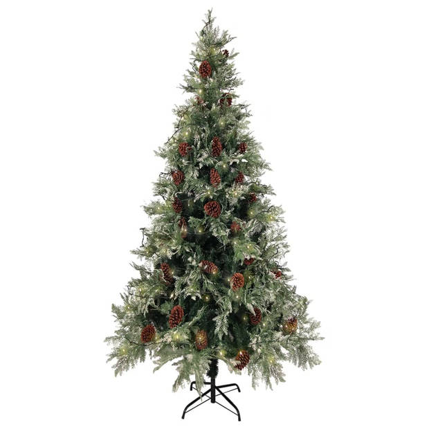 The Living Store Kerstboom - LED - 225 cm - Groen/Wit