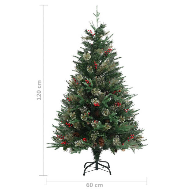 The Living Store Kerstboom met takken - 120 cm - PVC/PE/staal - groen - 238 PVC uiteinden - 43 PE uiteinden - 15 kleine