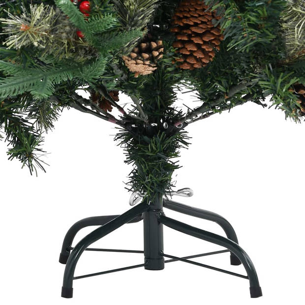 The Living Store Kerstboom met takken - PVC/PE - 195 cm - Groen - 684 PVC/117 PE uiteinden - 30 kleine dennenappels/30