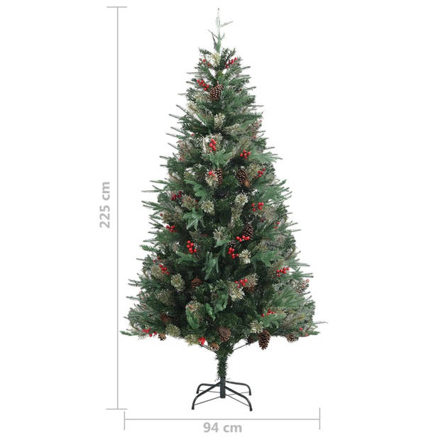 vidaXL Kerstboom met dennenappels 225 cm PVC en PE groen