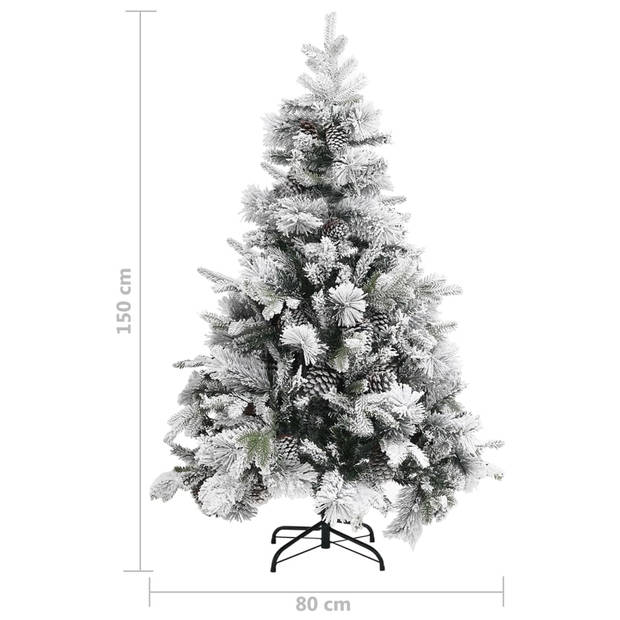 The Living Store Kerstboom Scharnierend 150 cm - Groen en Wit PVC/PE/Staal