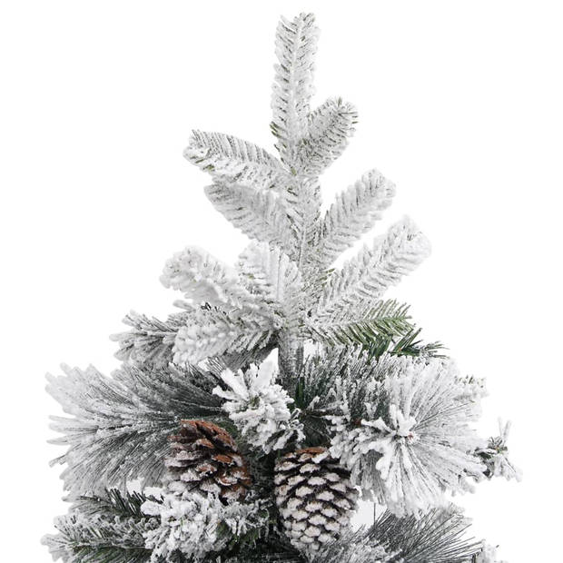 The Living Store Kerstboom Scharnierend Groen/Wit 225 cm - PVC/PE/Staal met 1.120 PVC uiteinden - 80 PE uiteinden en