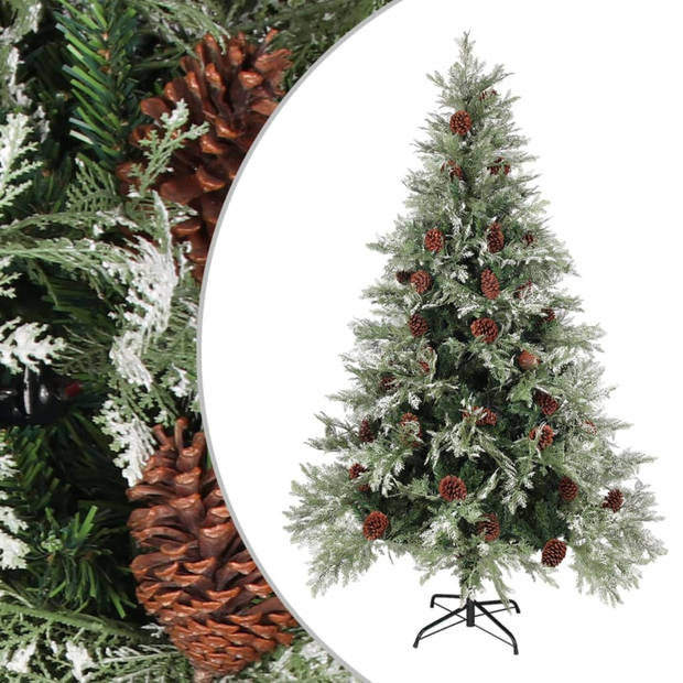 vidaXL Kerstboom met dennenappels 120 cm PVC en PE groen en wit